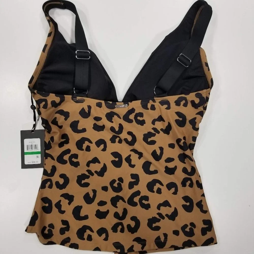 DKNY Leopard Print Tankini Top Size Large - Picture 6 of 9